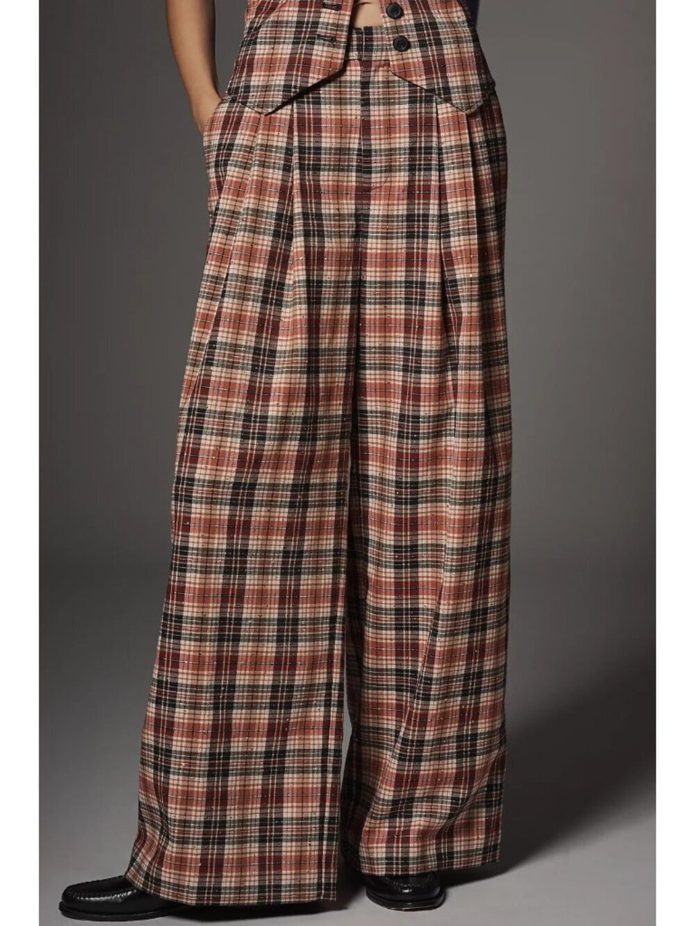 The Avery Sparkle Pleated Wide-Leg Trousers by Maeve LP